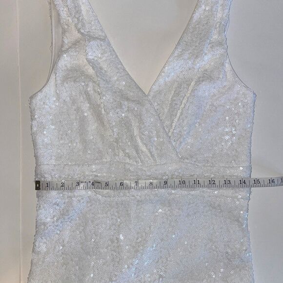 NWT Badgley Mischka Belle Bridal Gown Formal Wedding Dress White Sequins 6 NEW - Picture 10 of 16